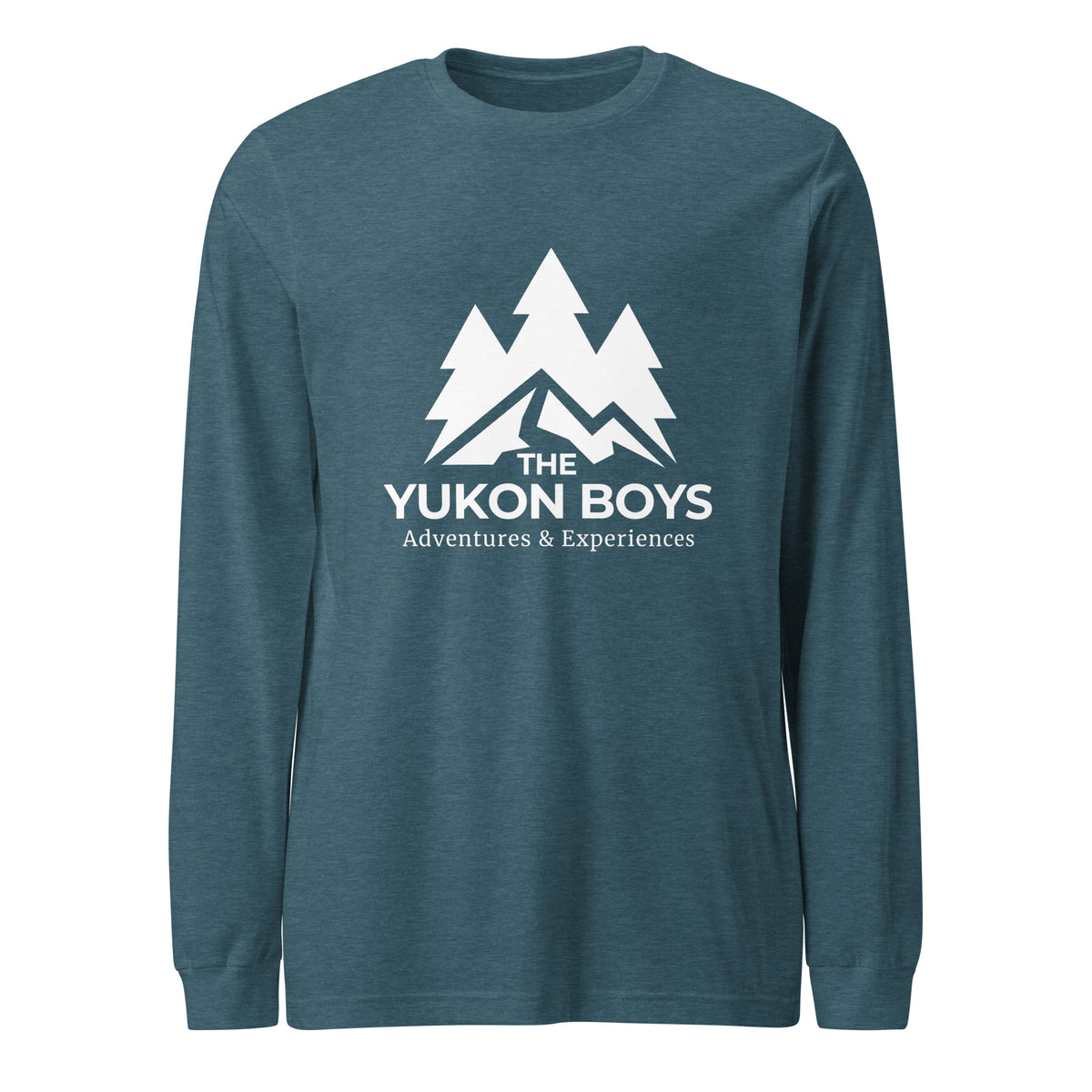 Heather Deep Teal Yukon Boys Long Sleeve Tee, front view