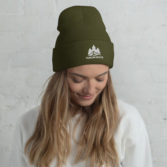 The Yukon Boys Toque in Olive, front view 2