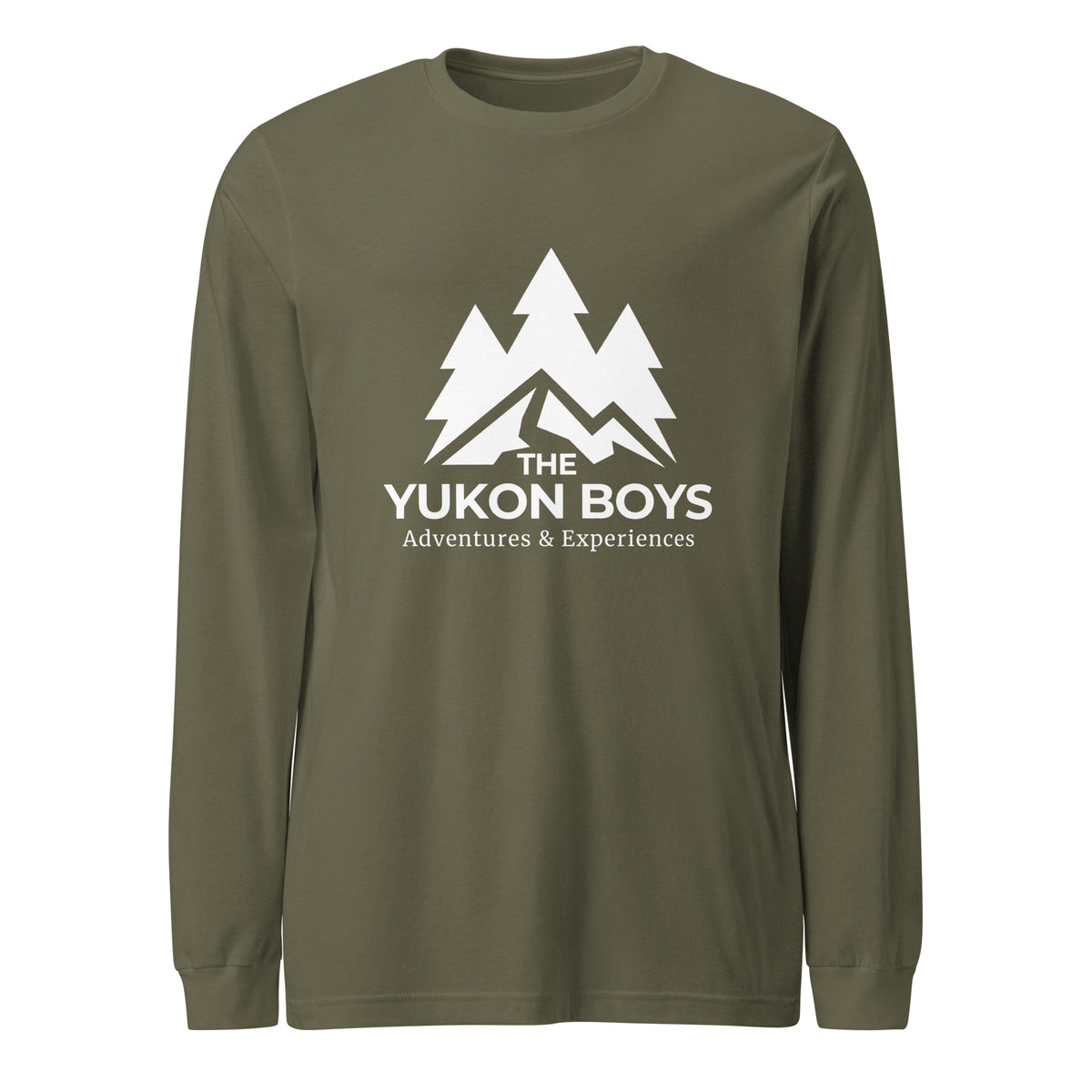 Military Green Yukon Boys Long Sleeve Tee, front view