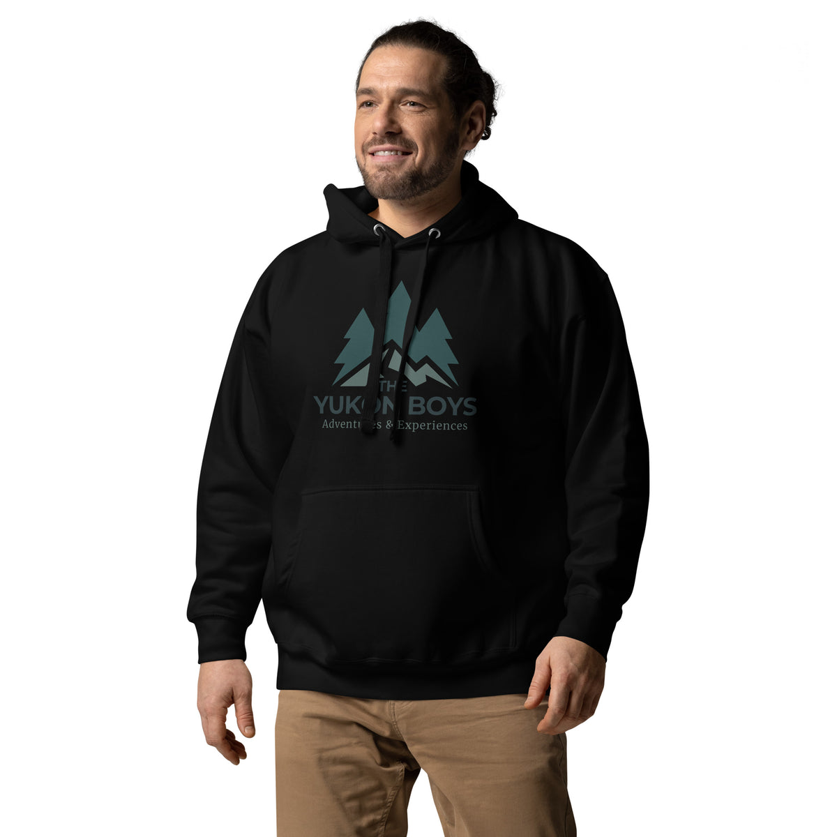 The Yukon Boys Hoodie in Black, left front view