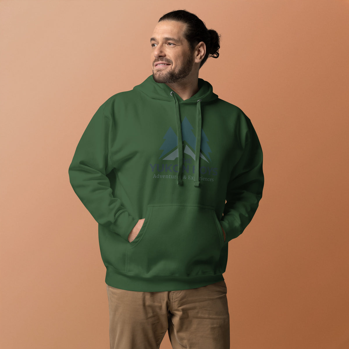The Yukon Boys Hoodie in Forest Green, front view 2