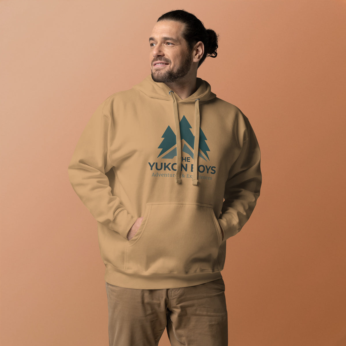 The Yukon Boys Hoodie in Khaki, front view 2